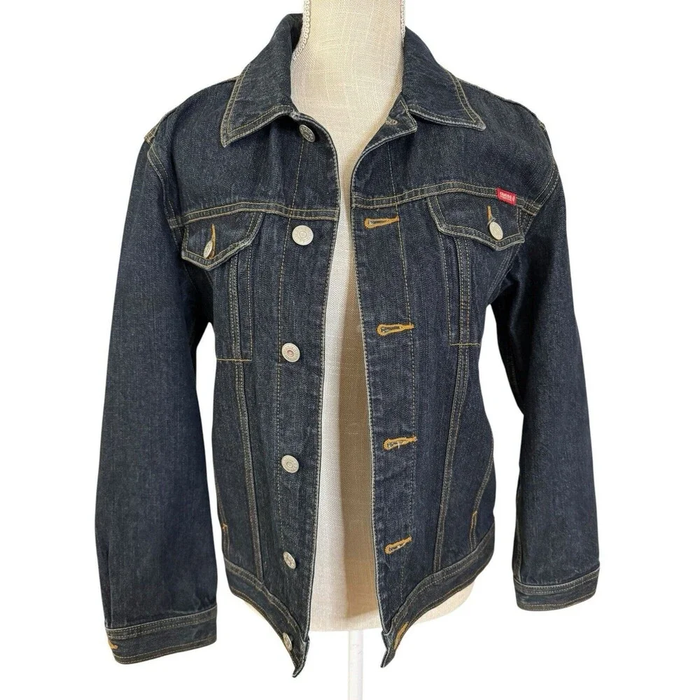 Vintage‎ Guess Jeans Aztec Jean Jacket Dark Wash Size Medium (12/14) Y2K